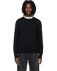 Ami Paris - Wool Contrasted Ami De Coeur Crewneck Sweater - Lyst