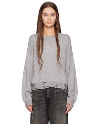 R13 - Gray Distressed Sweatshirt - Lyst