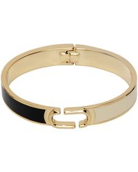 Marc Jacobs - Gold & Beige J Marc Hinge Cuff Bracelet - Lyst