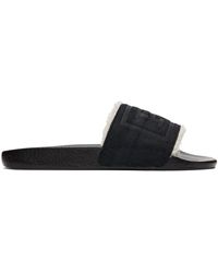 Polo Ralph Lauren Faux Shearling Lined Leather Slides - Black