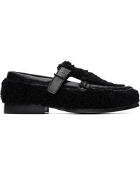 Hereu - Alber Curly Shearling T-Bar Loafers - Lyst