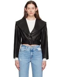 FRAME - Cropped Leather Jacket - Lyst