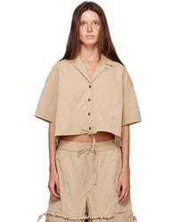 Ganni - Washed Cotton Cropped Bowling Shirt - Lyst