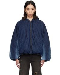 lesugiatelier - Hooded Denim Puffer Jacket - Lyst