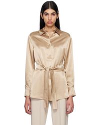 MM by Max Mara - Chemise dorée à ceinture - Lyst