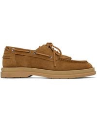 HUGO - Tan Suede Boat Shoes - Lyst