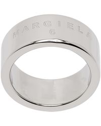 MM6 by Maison Martin Margiela - Bague argentée à logo - Lyst