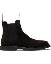 Common Projects - Bottes Chelsea Brunes En Suède Ciré - Lyst