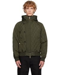 Burberry - Khaki Hooded Quilted Nylon Bomber Jacket - Lyst