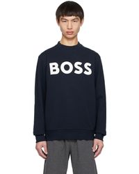 BOSS - Navy Bonded Sweatshirt - Lyst