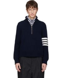 Thom Browne - Merino Wool 4-Bar Funnel Neck Sweater - Lyst