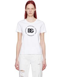 Dolce & Gabbana - T-shirt blanc en tricot interlock - Lyst