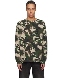 A Bathing Ape - T-Shirt À Manches Longues Vert À Motif Camouflage Map - Lyst