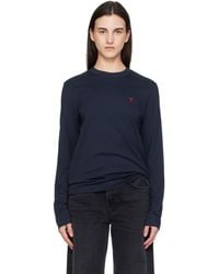 Ami Paris - Cotton Ami De Coeur Long Sleeves T-Shirt - Lyst