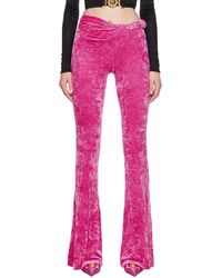 Versace - Pantalon de détente rose à revers évasés et à taille roulée - Lyst