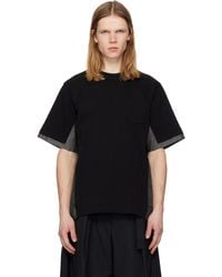 Sacai - Cotton Jersey & Light Wight Denim T-Shirt - Lyst