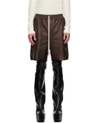 Rick Owens - Brown Boxer Leather Shorts - Lyst