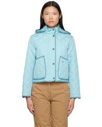 Burberry - Blouson matelassé bleu - Lyst