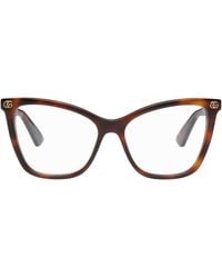 Gucci - Lunettes Œil-De-Chat Brunes En Acétate Léger À Logos Gg - Lyst