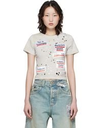 Maison Mihara Yasuhiro - Taupe Embellished Sticker Mini T-Shirt - Lyst
