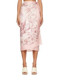 Ferragamo - Voyage Print Silk Midi Skirt - Lyst
