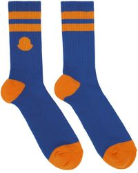 Moncler - Blue & Orange Striped Socks - Lyst