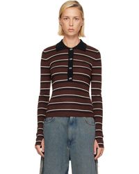 Ganni - Striped Merino Polo - Lyst