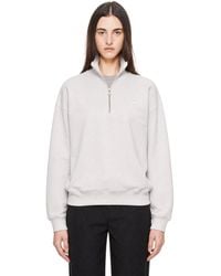 Maison Kitsuné - Pull Molletonné Gris À Logo Baby Fox Et À Demi-Glissière - Lyst
