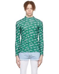 T-shirt à logo imprimé all-over Coton ERL pour homme en coloris Vert Homme Vêtements T-shirts T-shirts à manches longues 