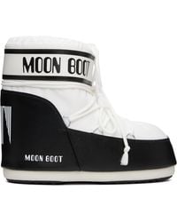 Moon Boot - Bottines Icon Blanc Et Noir En Nylon - Lyst