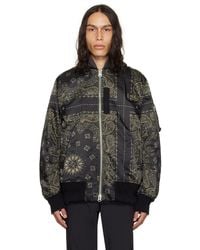 Sacai Black And Navy Dr Woo Edition Stadium Bomber Jacket for Men