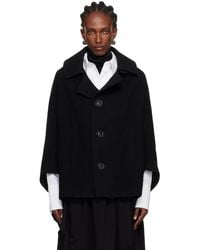 Y's Yohji Yamamoto - Manteau Noir À Manches Raccourcies - Lyst