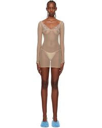 Vaillant - Ssense Exclusive Tan Sheer Minidress - Lyst