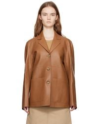 TOTEME - Notched-Lapels Leather Jacket - Lyst
