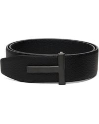 Tom Ford - Grain Leather T Buckle Belt - Lyst