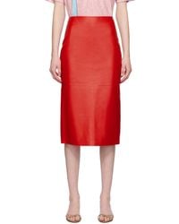 The Row - Bartellette Leather Midi Skirt - Lyst