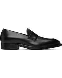 BOSS - Woven Vamp Leather Loafers - Lyst