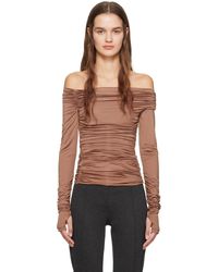 Helmut Lang - Brown Ruched Long Sleeve T-shirt - Lyst
