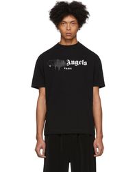 Palm Angels Black Paris Sprayed Logo T-shirt