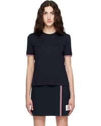 Thom Browne - Rib Cuff Rwb Tipping Wool Jersey T-Shirt - Lyst