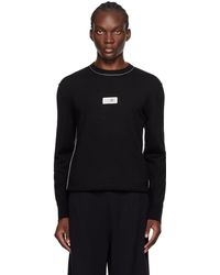 MM6 by Maison Martin Margiela - Pull noir en laine vierge à écusson à logo - Lyst