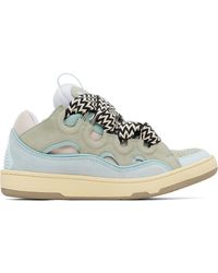 Lanvin - Baskets Bleues En Cuir À Garnitures Curb - Lyst