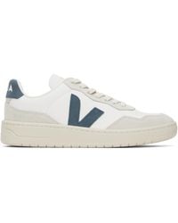 Veja - Baskets V-90 Blanc Et Gris En Cuir - Lyst