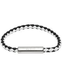 Marni - Black & White Braided Leather Bracelet - Lyst