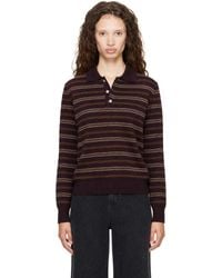 DUNST - Pull Brun À Rayures Et À Col Classique - Lyst