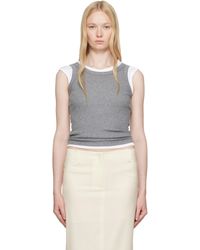 AYA MUSE - Débardeur Gris En Jersey Côtelé À Encolure Arrondie - Lyst