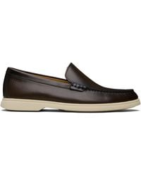 BOSS - Emed-Logo Leather Loafers - Lyst