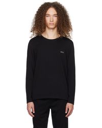 BOSS - Black Embroidered Long Sleeve T-shirt - Lyst