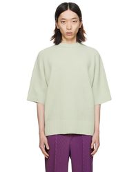 Homme Plissé Issey Miyake - Homme Plissé Issey Miyake Green Rustic Knit Sweater - Lyst