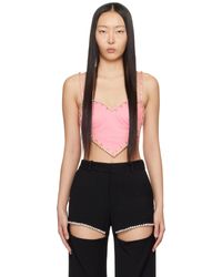 Area - Pink Crystal Trim Heart Tank Top - Lyst